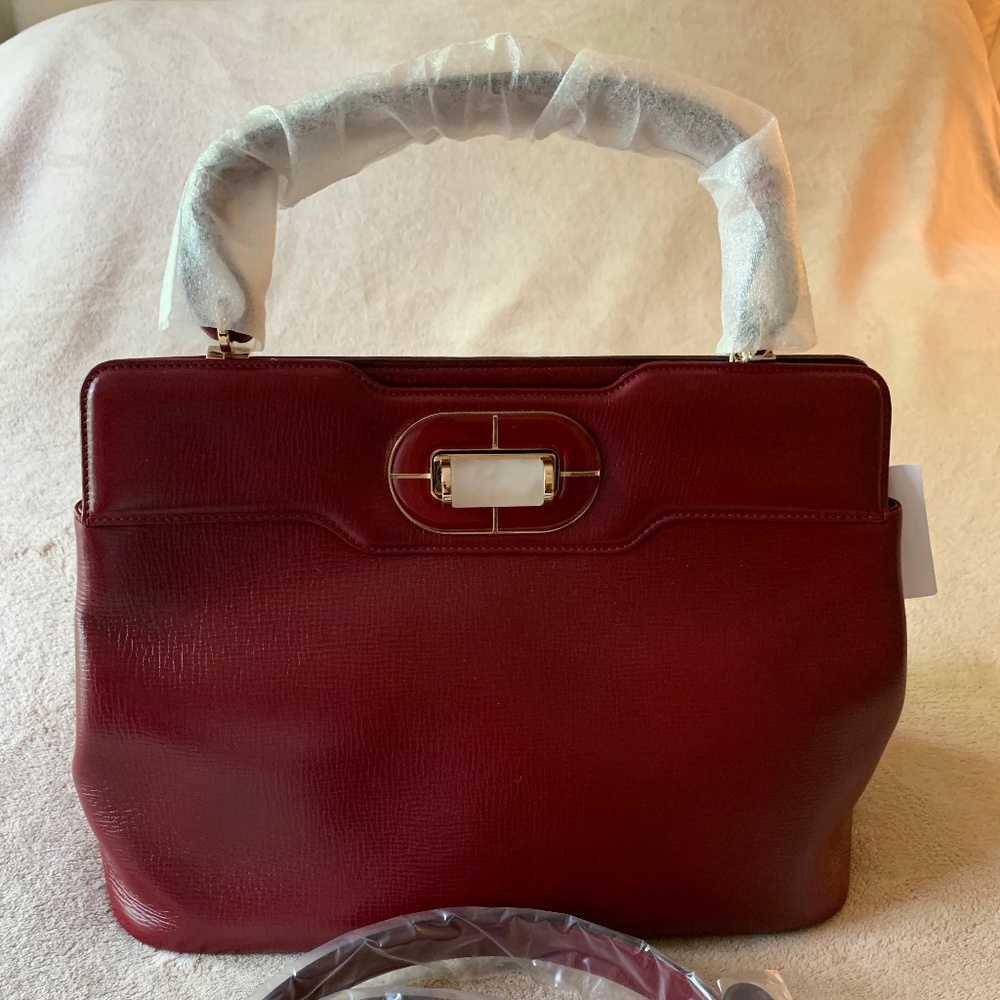 Bulgari Isabella Rossellini Burgundy Top Handle Shoulder Bag